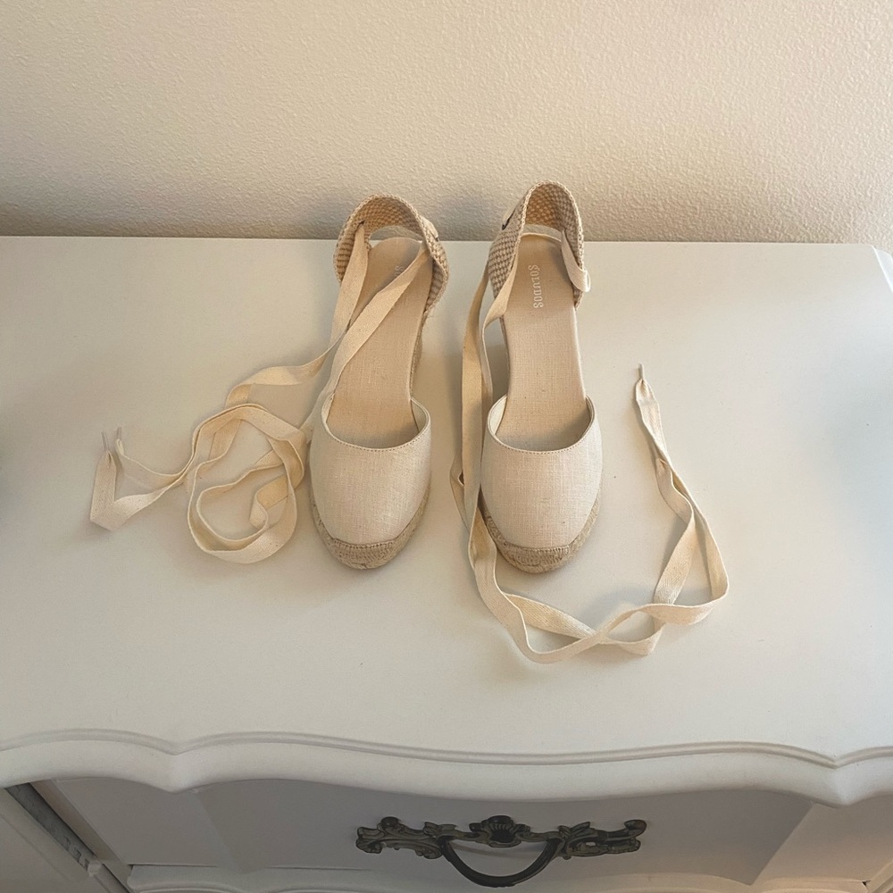 Soludos Classic Tall Wedge - Cream